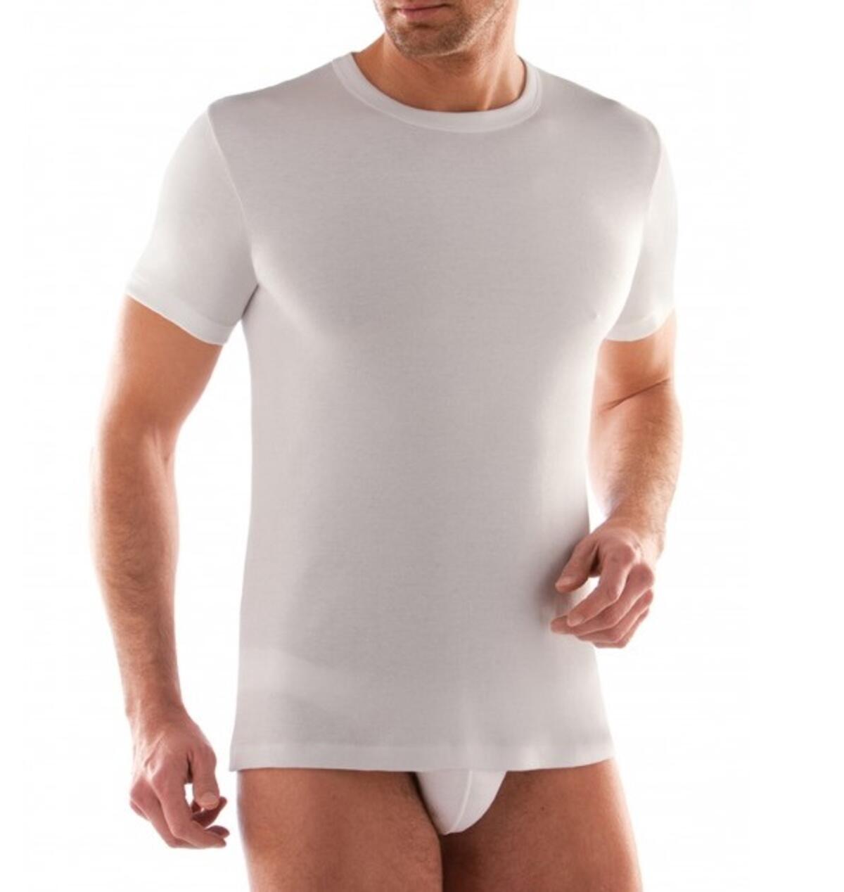 Maglia da uomo a mezza manica in caldo cotone scollo V / girocollo colore bianco (confezione 4 pezzi) articolo OP01 / OP02 - Speedy