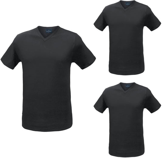 Maglia maschile a mezza manica con scollo profondo a V in caldo cotone (pacco da 3) articolo 112 - Navigare